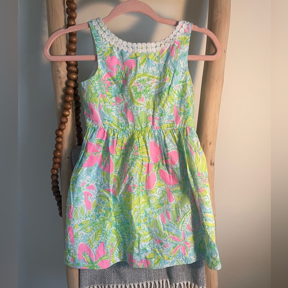 Lilly Pulitzer Girls' Floral Sleeveless Dress - Pink, Aqua & Lime
